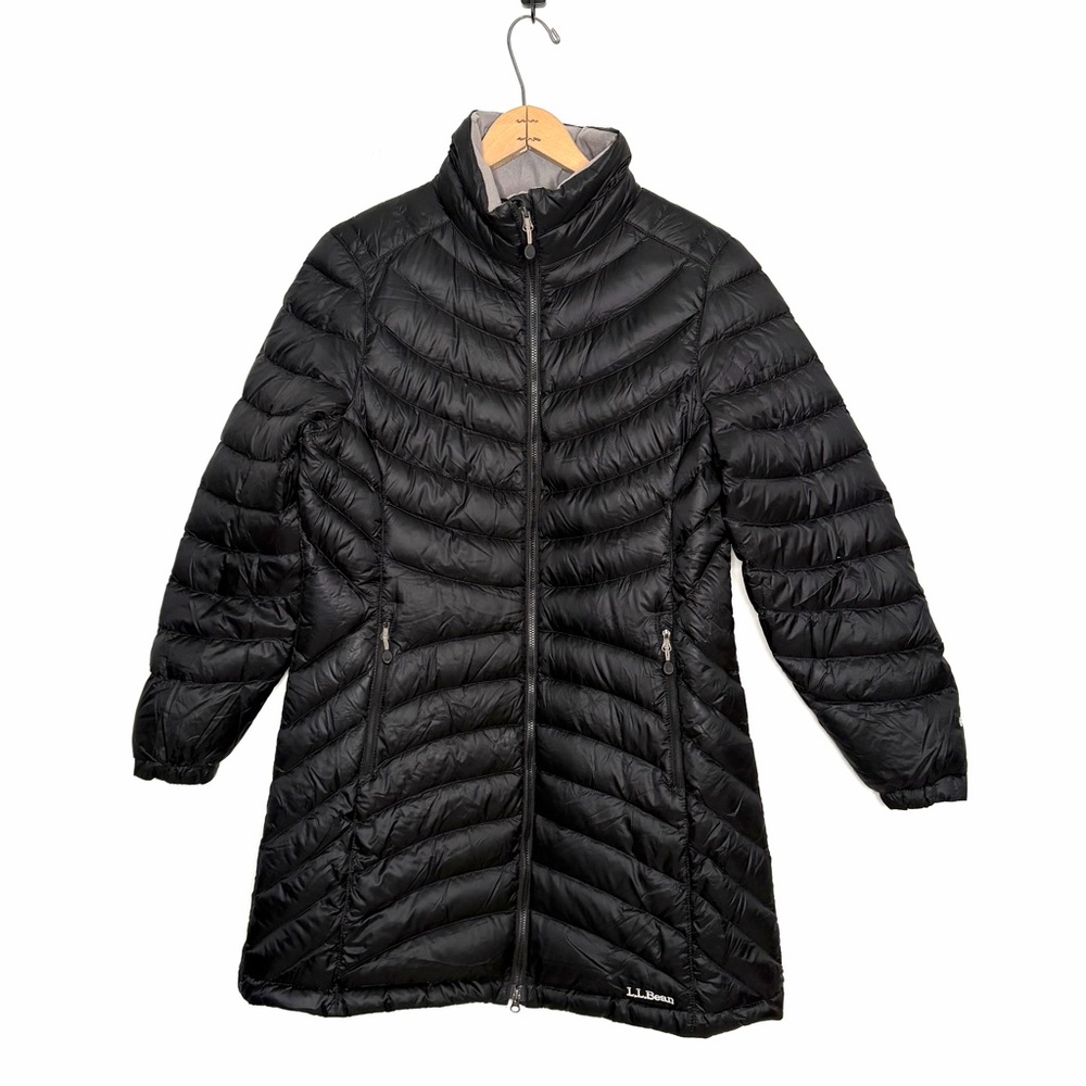 L.L. Bean Women's Ultralight 850 Down Coat Three-Quarter Length Black Small Pet